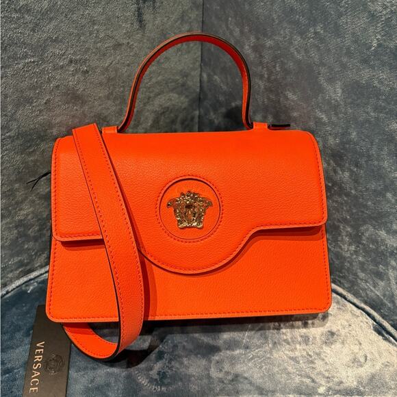 Versace top handle Medusa Crossbody bag orange - Picture 1 of 6